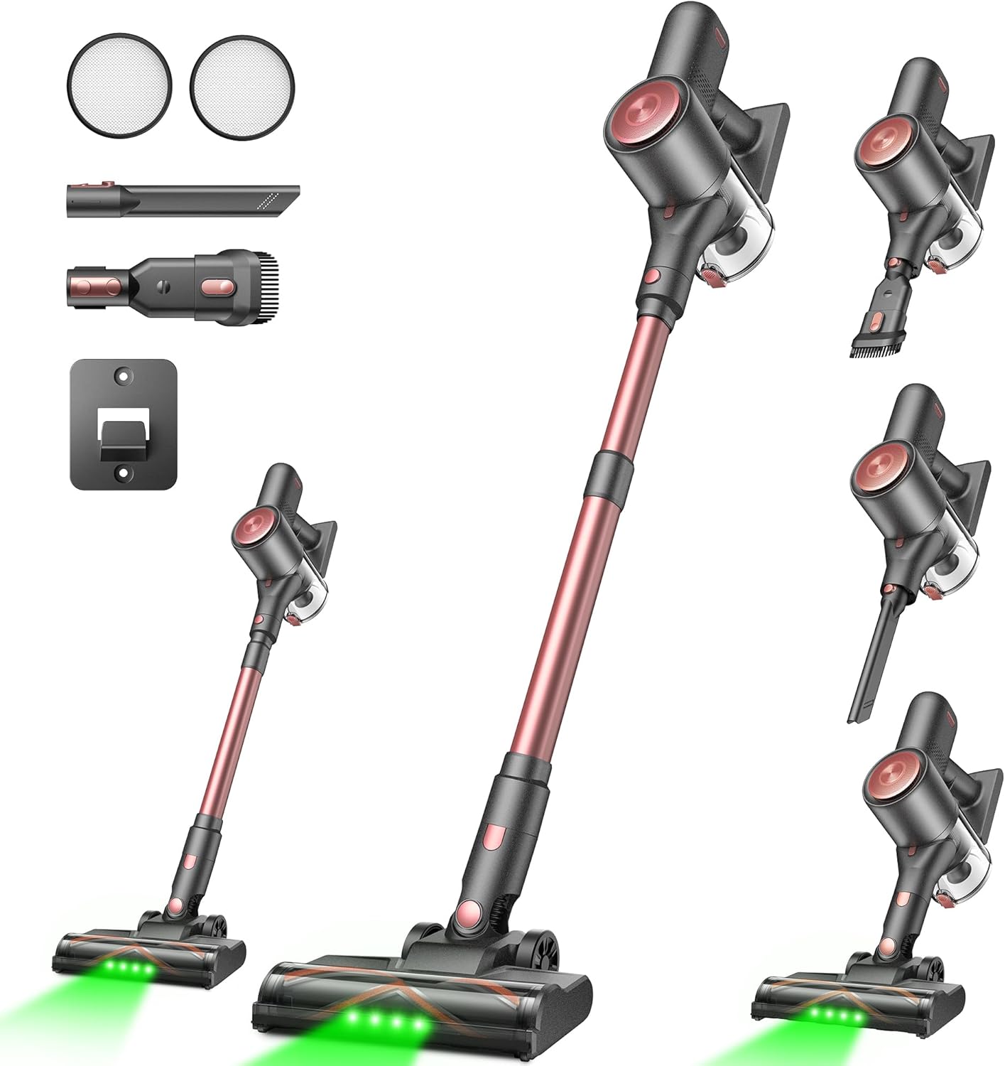 Vexilar V10PRO Akku Staubsauger Kabellos 45Mins/45KPA/450W, Akkustaubsauger mit Geen LED, 6-in-1 Ultraleicht Kabelloser Staubsauger, Super Leise für T