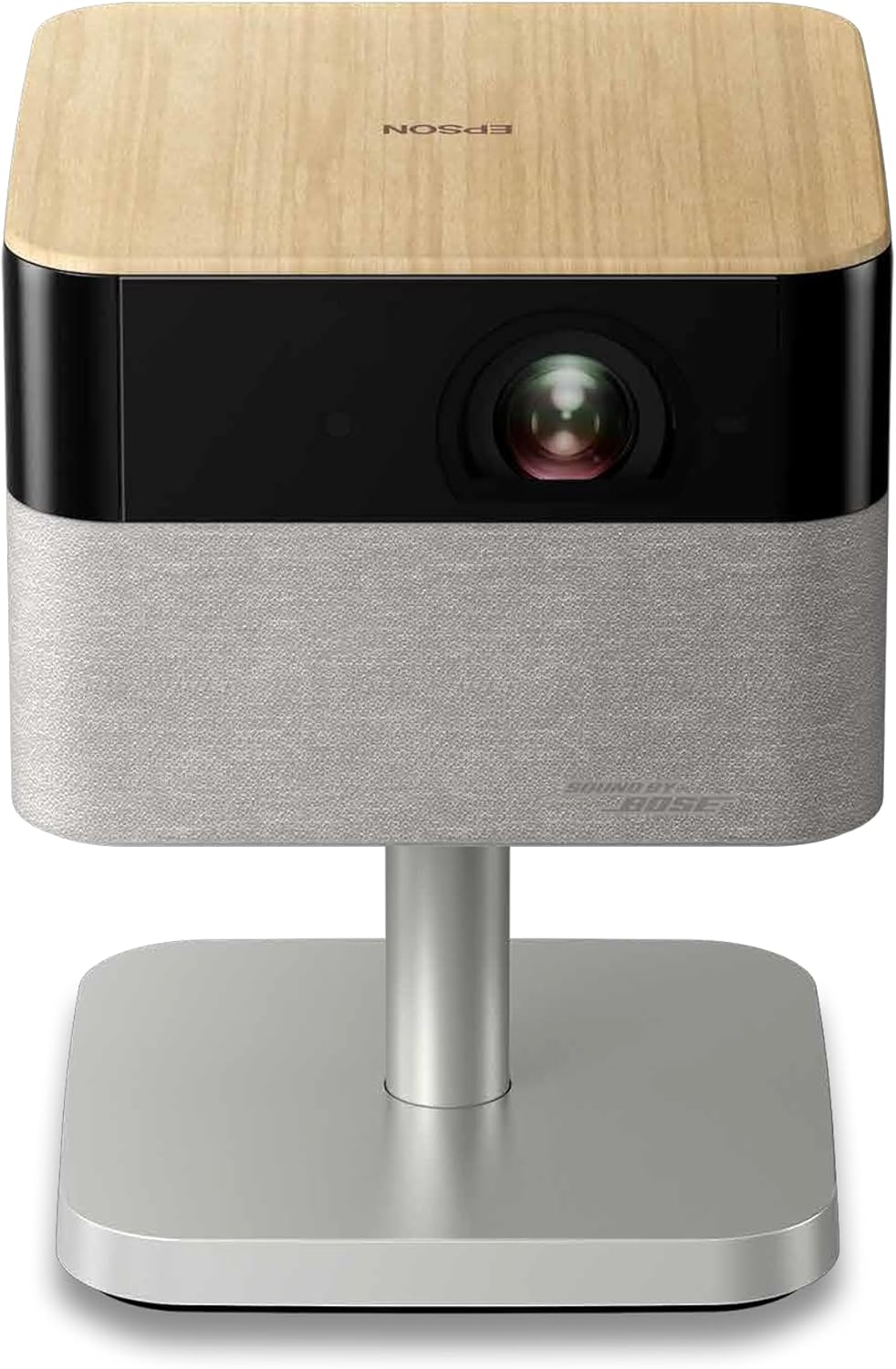 Epson Lifestudio Flex Plus EF-72 Eiche – Tragbarer Smart-Projektor mit Google TV, 4K Pro UHD, Bose Sound, LED-Seitenlicht, verstellbarem Stand, für In