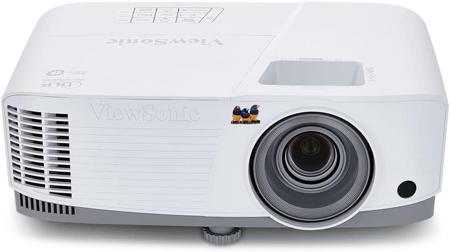 ViewSonic PA503W Projector, 4000 ANSI Lumens, WXGA 1280x800, 22,000:1 Contrast, Up to 300" Image, HDMI, Vertical Keystone ±40°, Built-in 2W Speake