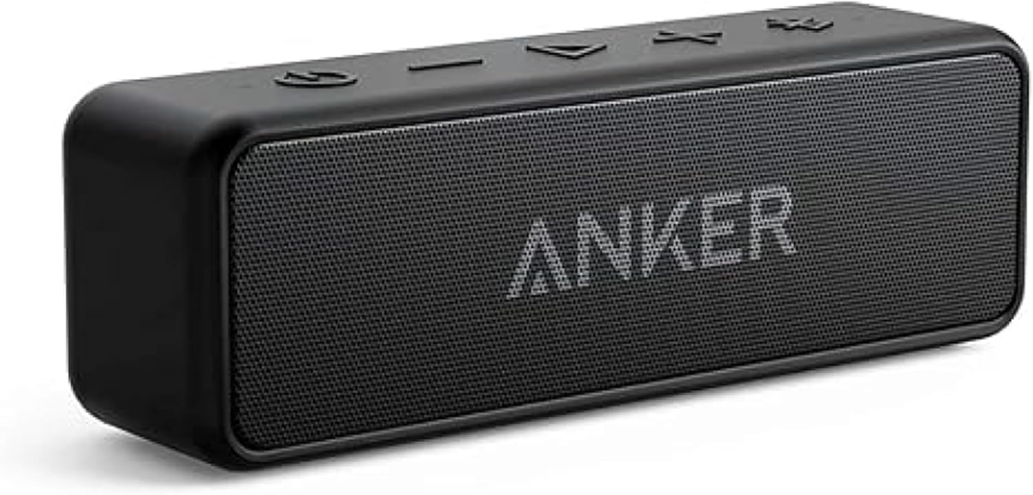 Anker SoundCore 2 Bluetooth Lautsprecher, Fantastischer Sound, Enormer Bass mit Dualen Bass-Treibern, 24h Akku, Verbesserter IPX7 Wasserschutz, Kabell