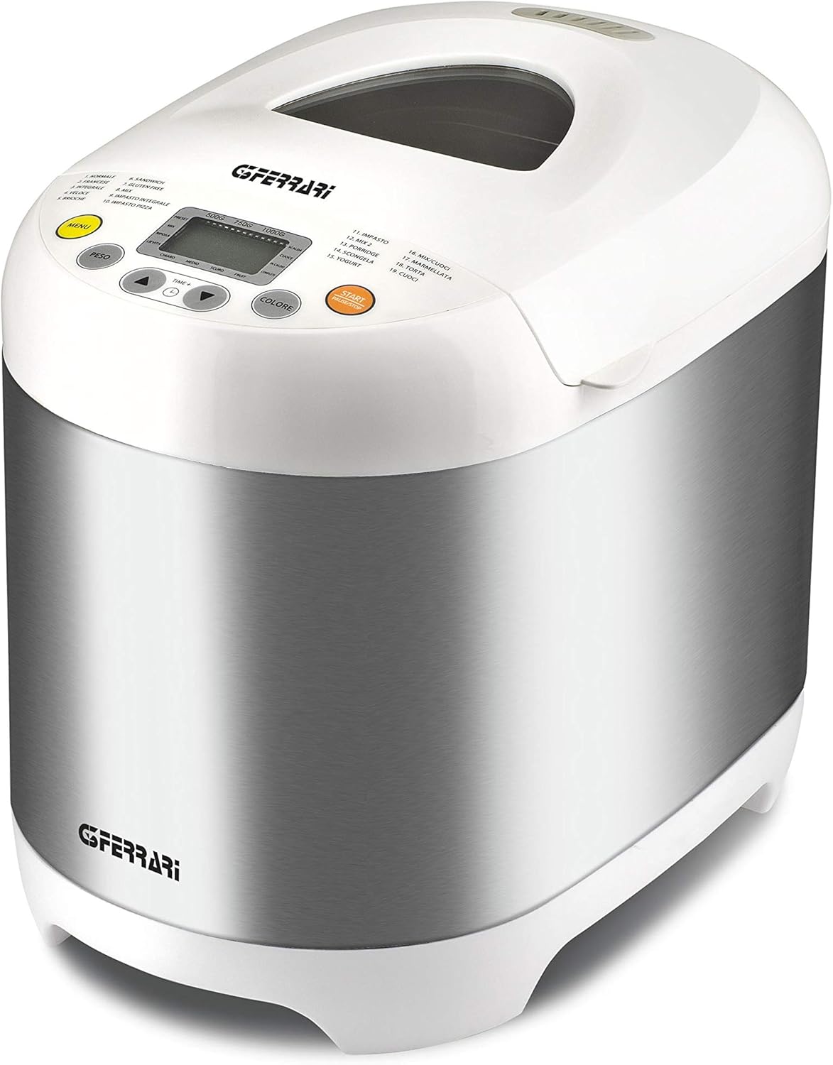 G3 Ferrari G10078 Brotbackautomat "Pagnotta", 550 W, Edelstahl, 19 Programme, Silber/Weiß