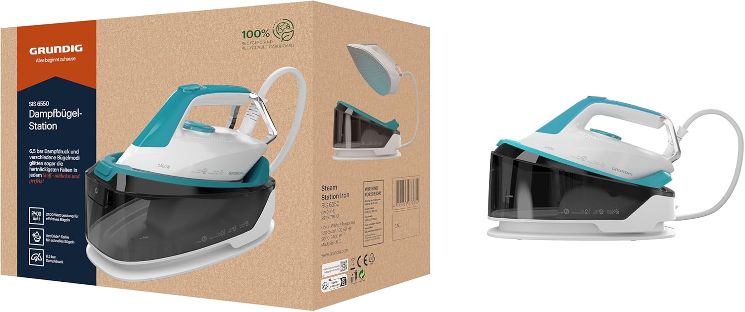 GRUNDIG SIS 6550 Dampfbügelstation, 2400 W, 6,5 bar, 110 g/min Dampf & 360 g