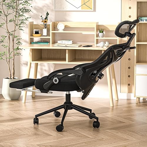 CYKOV Ergonomischer Bürostuhl mit Fußstütze, Mesh Gaming Stuhl