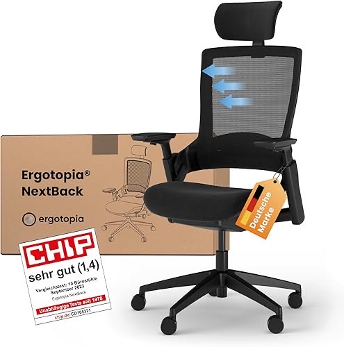 Ergotopia NextBack | Ergonomischer Bürostuhl 150kg belastbar gegen Rückenschmerzen | Schreibtischstuhl ergonomisch | Bür