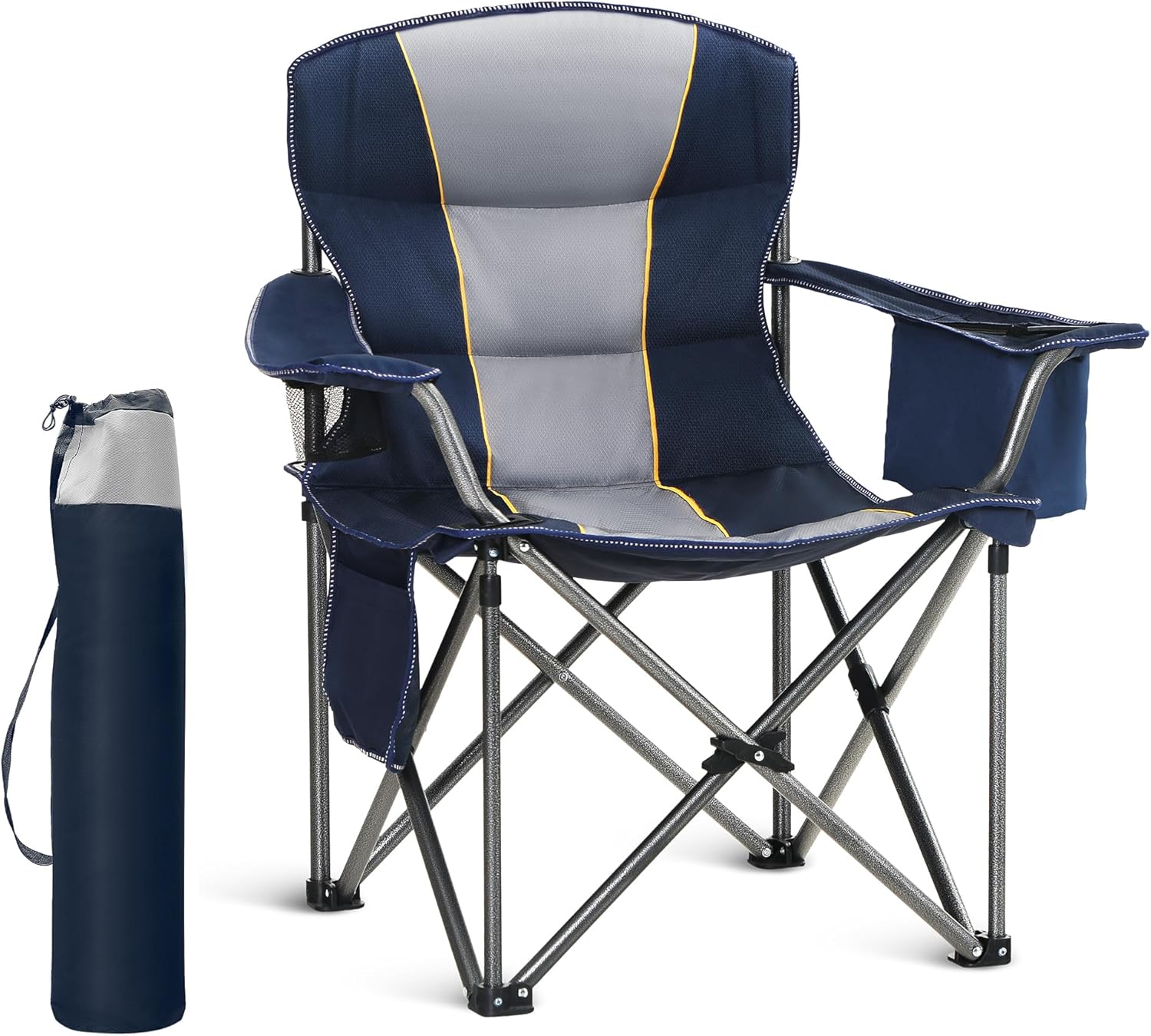 LET'S CAMP Campingstuhl Klappstuhl Faltbar Übergroßer Angelstuhl mit Getränk