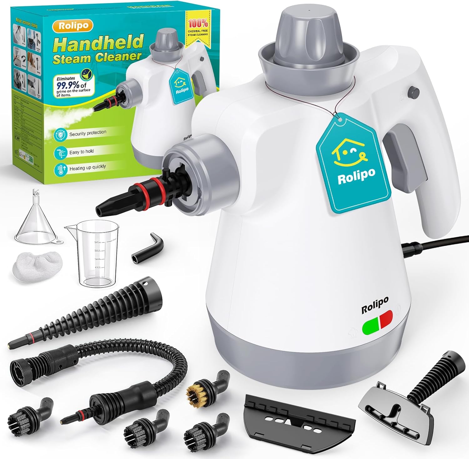 Dampfreiniger Handgerät mit 12-Teiligem Zubehör, 1050W Steam Cleaner für Haushal