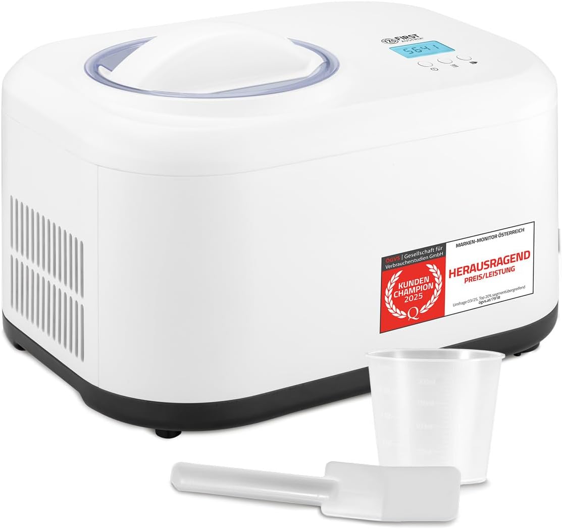TZS First Austria - Eismaschine 1L mit Kompressor 3 in 1 - Ice Cream Maker 100W 