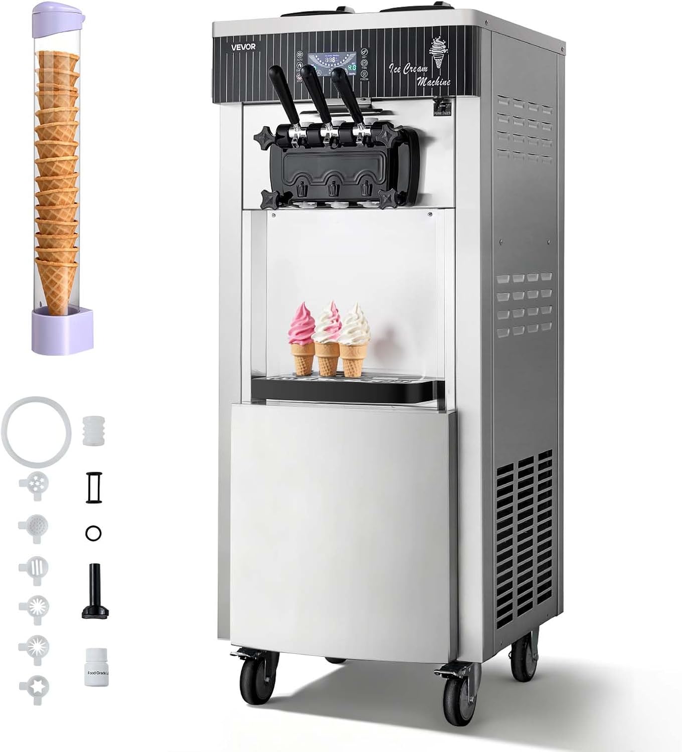 VEVOR Kommerzielle Softeismaschine 2200 W, Freistehende Eismaschine mit 20-28 L/