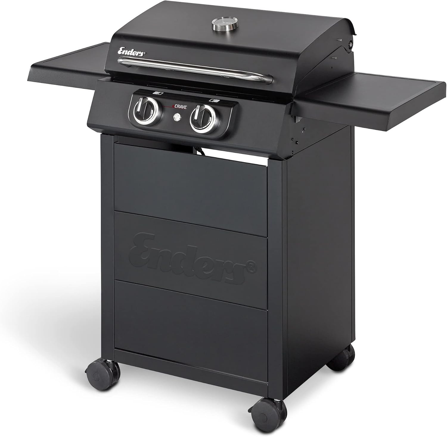 Enders® Elektrogrill eCRAVE 2, mit Gussrost, Grillwagen mit viel Stauraum, SIMPLE CLEAN™ Reinigungssystem, 2 leistungsstarke Heizelemente, formstabile