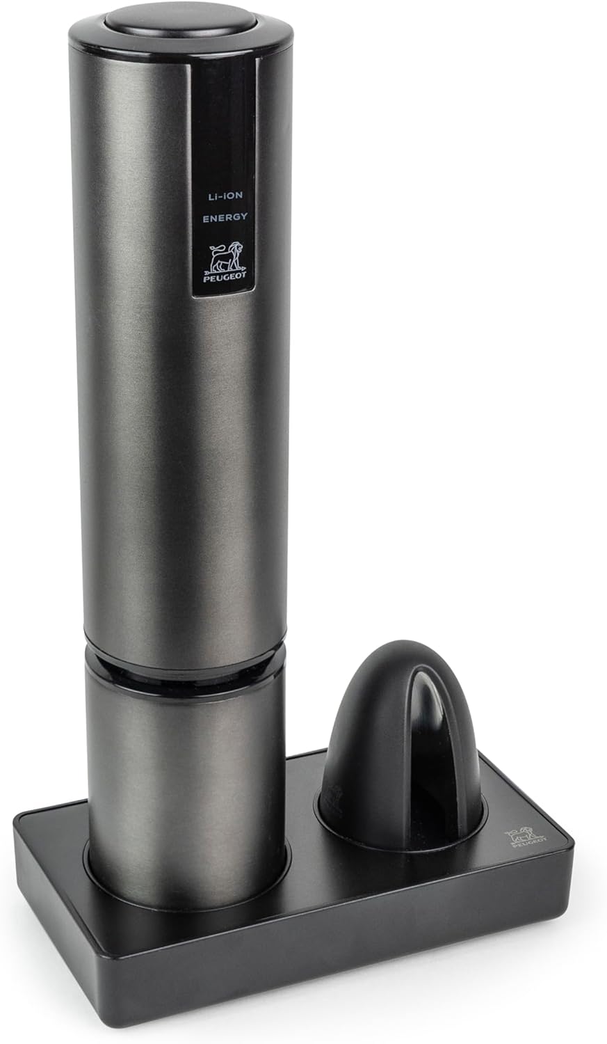 PEUGEOT - Elis Touch - Wiederaufladbarer elektrischer Korkenzieher aus Edelstahl und ABS + Ladeständer + Folienschneider - Lithium-Ionen-Akku - Lange 