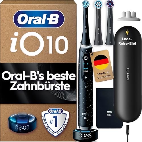 Oral-B iO Series 10 Elektrische Zahnbürste — Electric Toothbrush, Inkl. 3 Aufsteckbürsten, iOSense, Lade-Reise-Etui — 7 