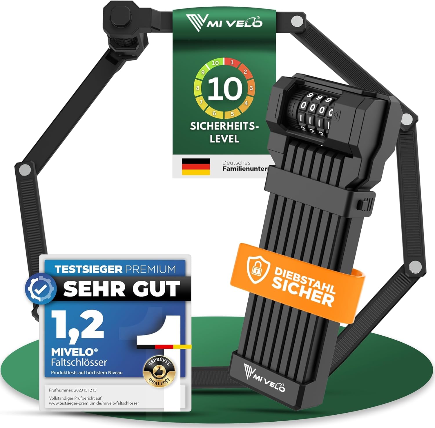 MIVELO Fahrradschloss Faltschloss hohe Sicherheit 120cm lang I Fahrrad Schloss Zahlenschloss inkl. Halterung I Ideal für E Bike, MTB &amp; Rennrad