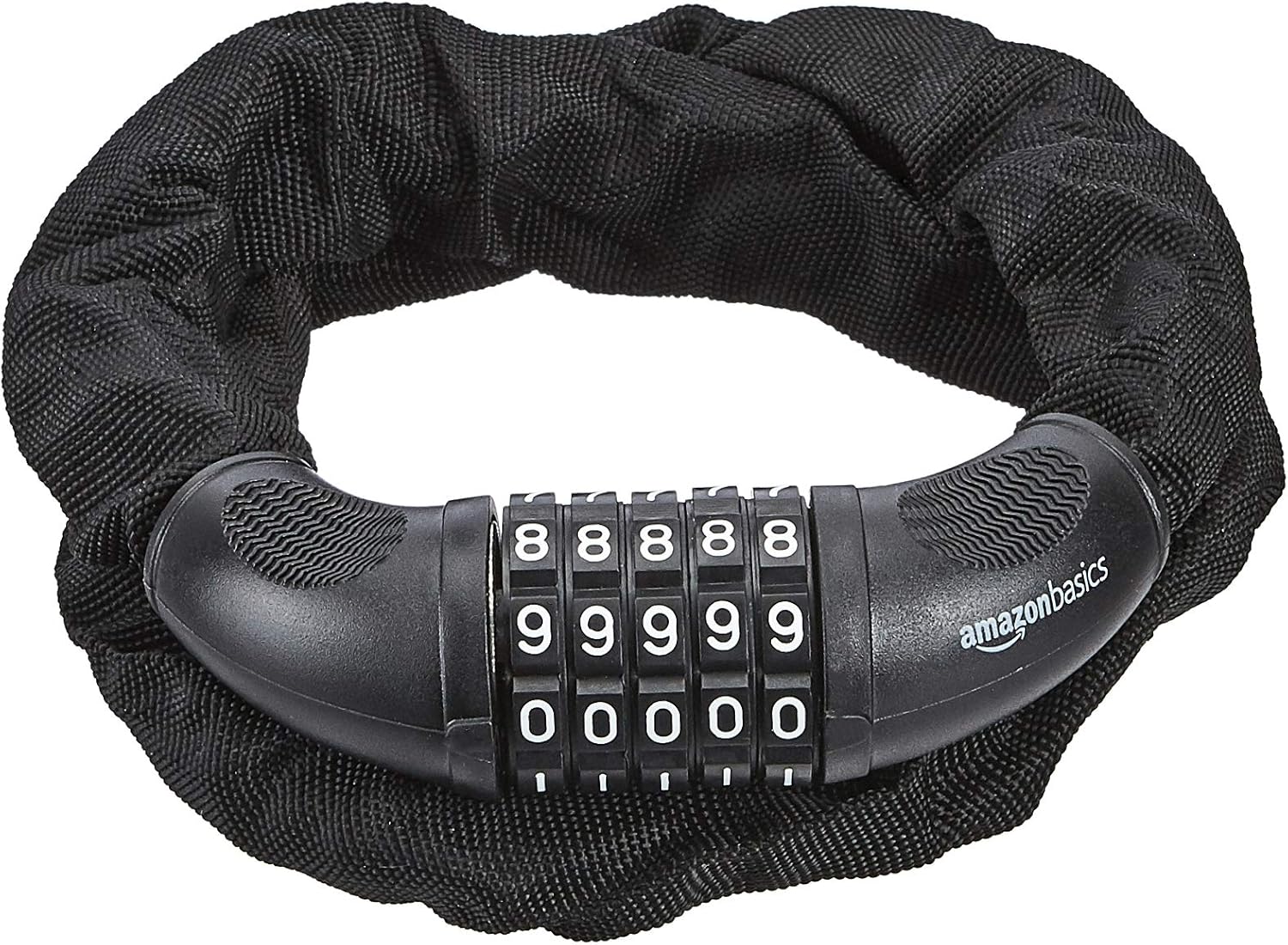 Amazon Basics Fahrrad-Kettensch Nummernschloss, 5-stellig, 97.2 cm, 1 Stück, schwarz