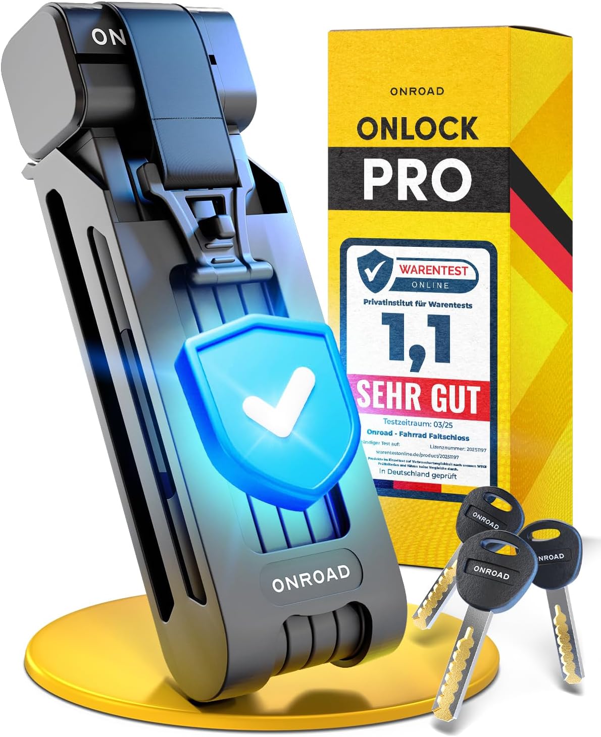 Faltschloss Fahrrad Onlock Pro 85cm diebstahlsicher – Fahrradschloss hohe Sicherheit – Robustes &amp; kompaktes Fahrradschloss Faltschloss mit Halteru