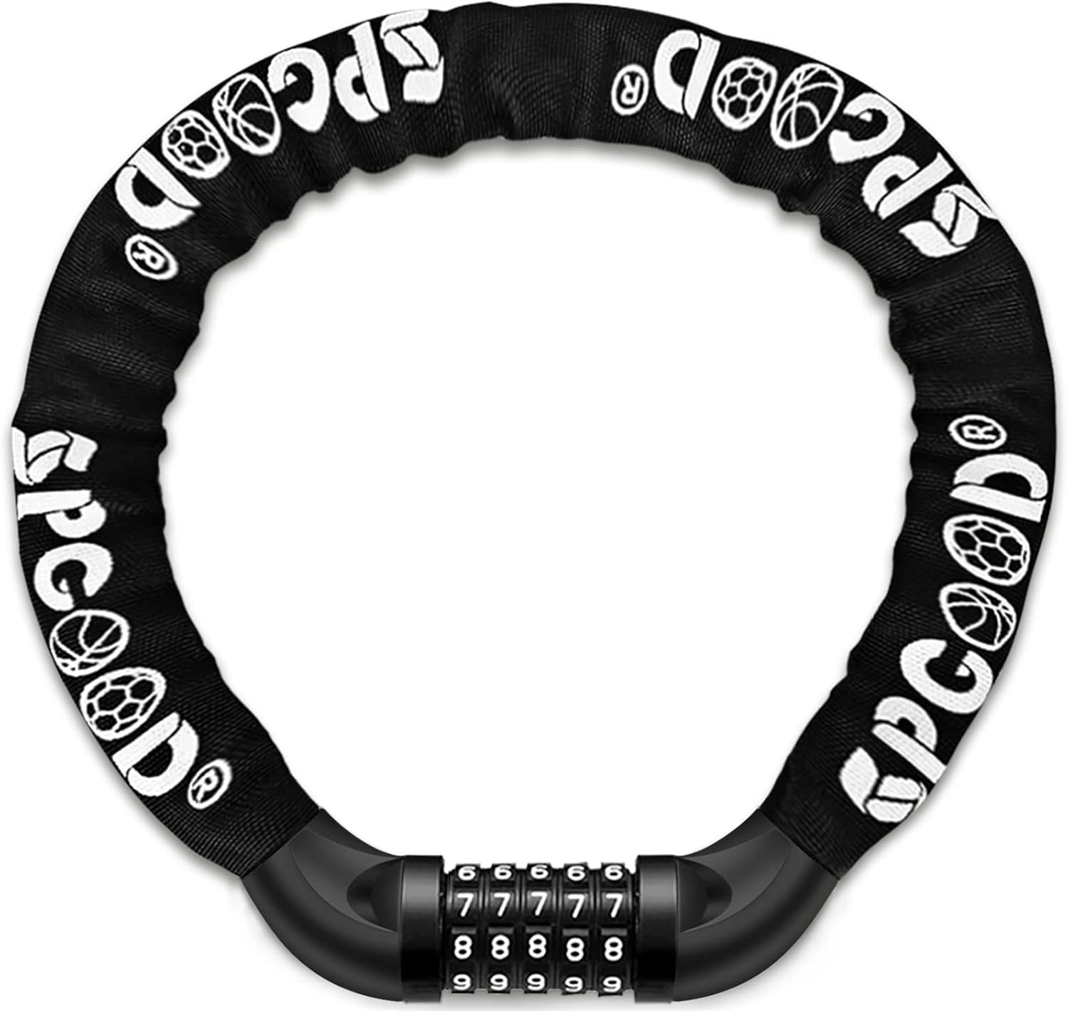 Fahrradschloss (14 Farben) mit Zahlen und hoher Sicherheitsstufe, Fahrrad KettenSchloss, Zahlen Code Kombination Schloss, gehärtete Stahlkettenglieder