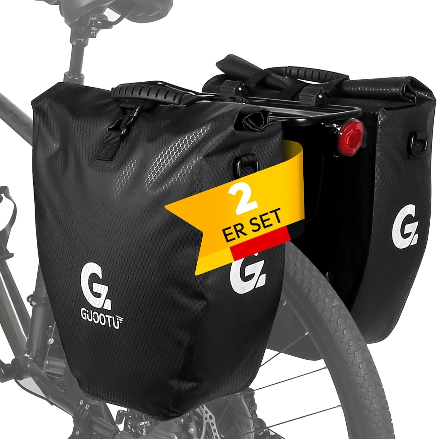 2 Er Set Fahrradtasche für Gepäckträger 40L mit Tragegriff und Schultergurt fahrradtasche gepäckträger, gepäckträgertasche, Gepäckträgertasche mit Ref