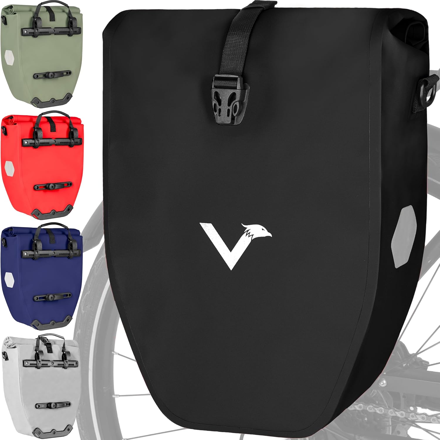 Valkental Große &amp; wasserdichte Gepäckträgertasche - Fahrradtasche für Gepäckträger mit großen Reflektoren [Abschließbar] Bombenfester Sitz - Mehrf