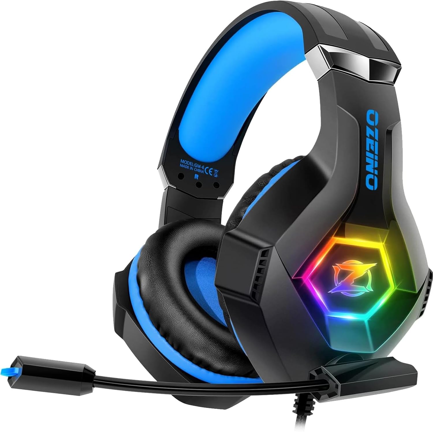 Ozeino Gaming Headset for Xbox Ps4 Ps5 PC, Ps4 Headset with Microphone 3D Surround Sound Headphones Noise Cancelling RGB Lights