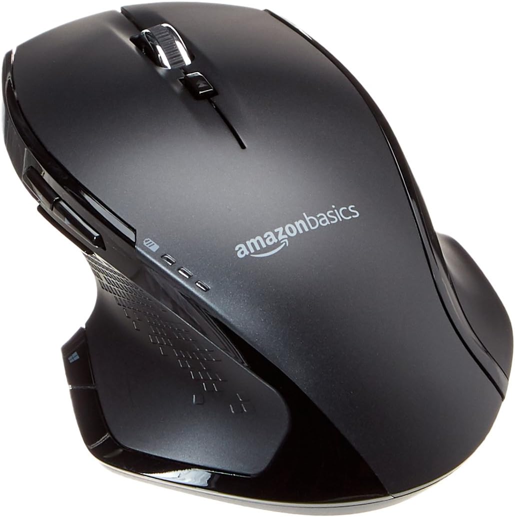 Amazon Basics Ergonomische kabellose Maus mit Schnell-Scrolling, normale Größe, 
