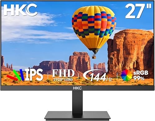 HKC 27 Zoll Monitor 144Hz, FHD 1080p IPS Gaming Monitor,99% sRGB, 5ms, Adaptive Sync, 178° Blickwinkel, HDMI & VGA, VESA
