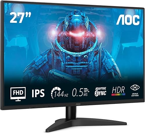 AOC 27B36X 27 Zoll FHD Gaming-Monitor, 144 Hz, IPS, 0,5 ms MPRT, Adaptive Sync, HDR10, (1920 x 1080, HDMI 1 x 1,4, DP 1 