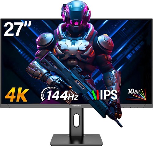Gawfolk 27 Zoll 4K Gaming Monitor IPS, PC Bildschirm 144Hz UHD 3840 x 2160p, Computermonitors for Home & Office, HDMI, D