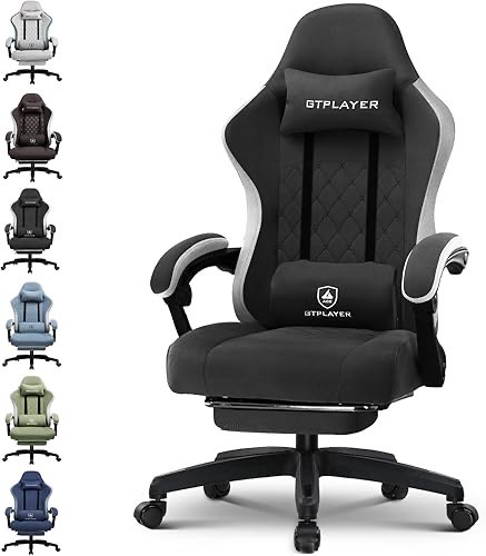 GTPLAYER Gaming Stuhl Ergonomischer Gaming Sessel Schreibtischstuhl mit Stoffoberfläche, Federsitzkissen, Verbindungsarm