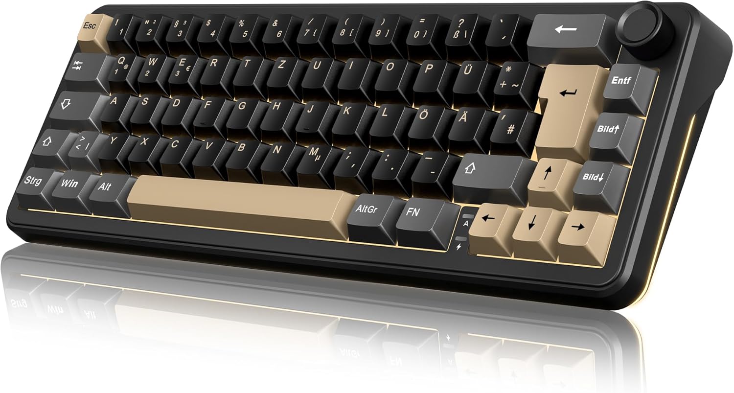 RedThunder K65 Kabellose Mechanische Gaming Tastatur, QWERTZ 67 Tasten, RGB, Fün