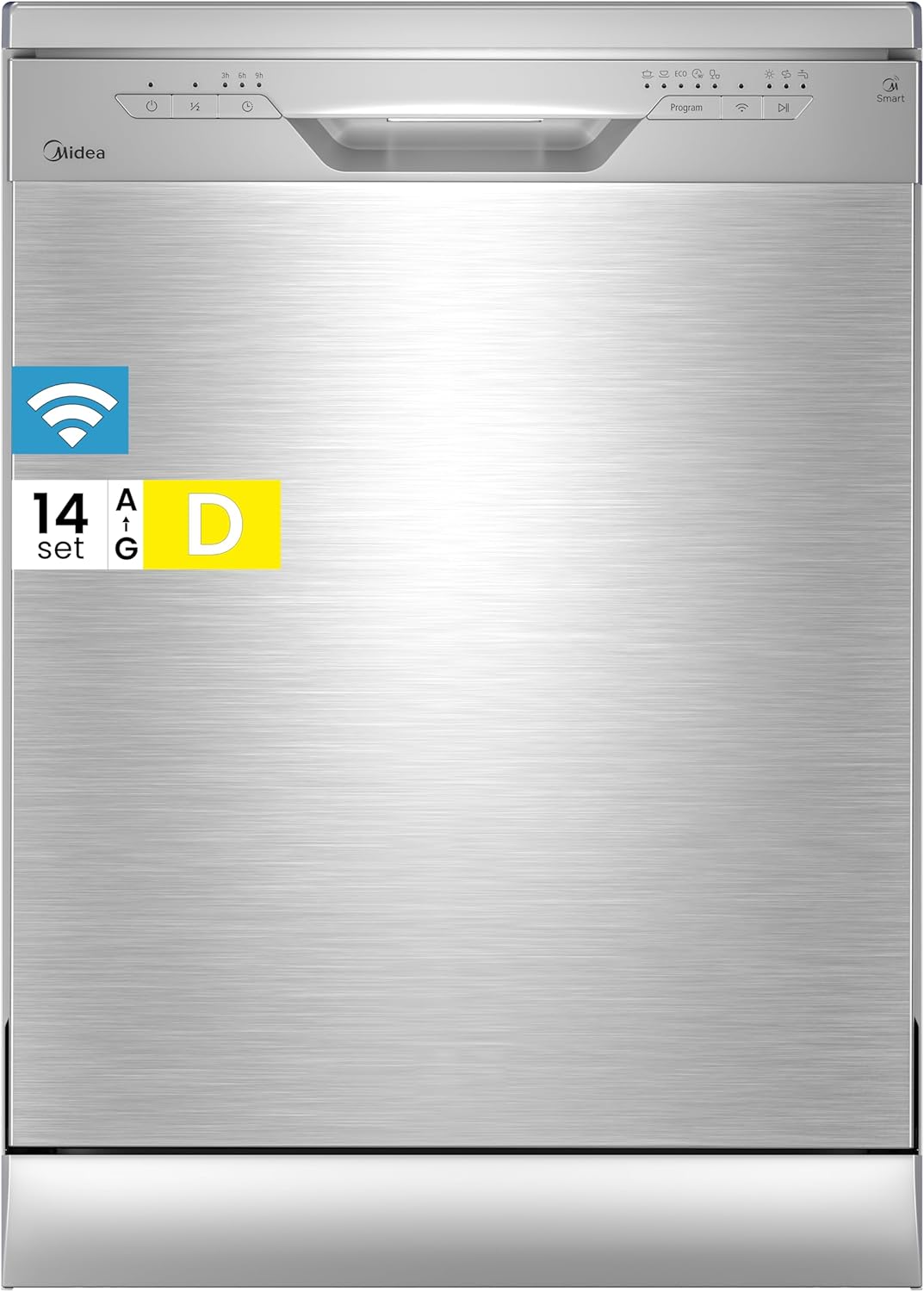 Midea Geschirrspüler 60cm Freistehend, SF 3.60N PRO Spülmaschine mit WLAN, 14 Maßgedecke, Geschirrspüler Unterbaufähig, 5 Programme, Höhenverstellbare