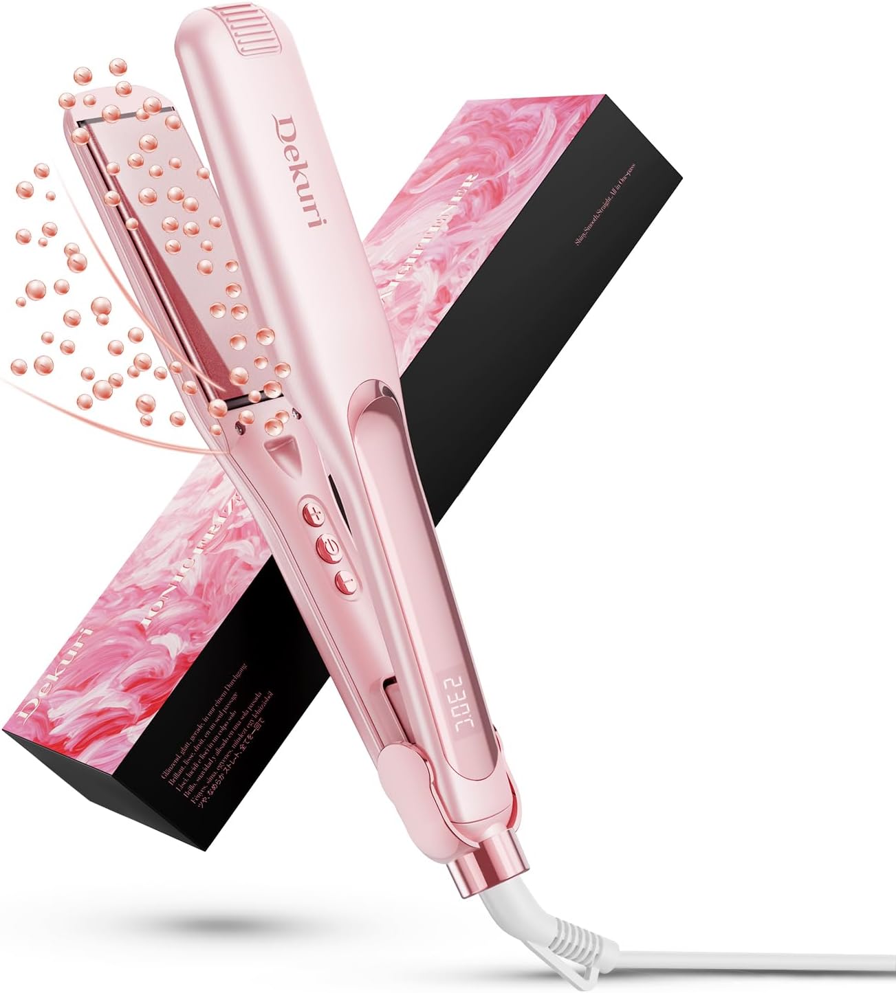 Dekuri Glätteisen, 42 mm breite Platten, wasserbasierter Keramik-Glätteisen Locken und Glätten, Haarglätter für Frauen, Temperaturbereich 120°C-230°C,