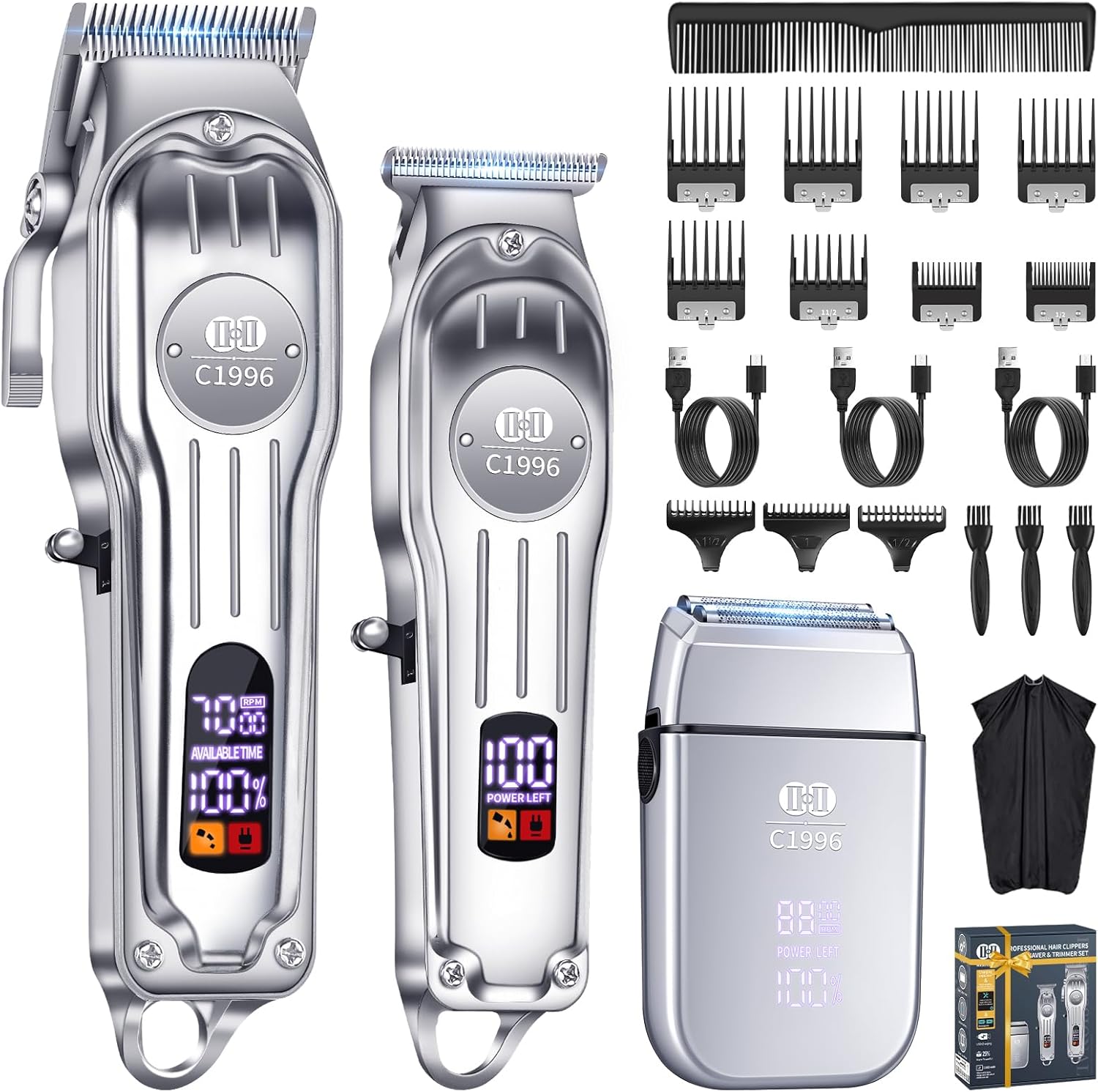 CIICII Haarschneidemaschine Profi und Trimmer Herren Set, Kabellos Haarschneider