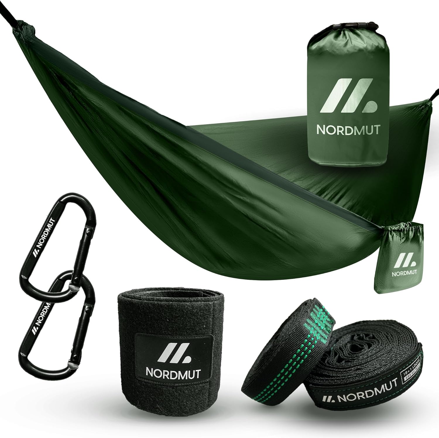 NORDMUT® Ultraleichte Hängematte Outdoor [mit Befestigungs-Set] Camping Hängemat