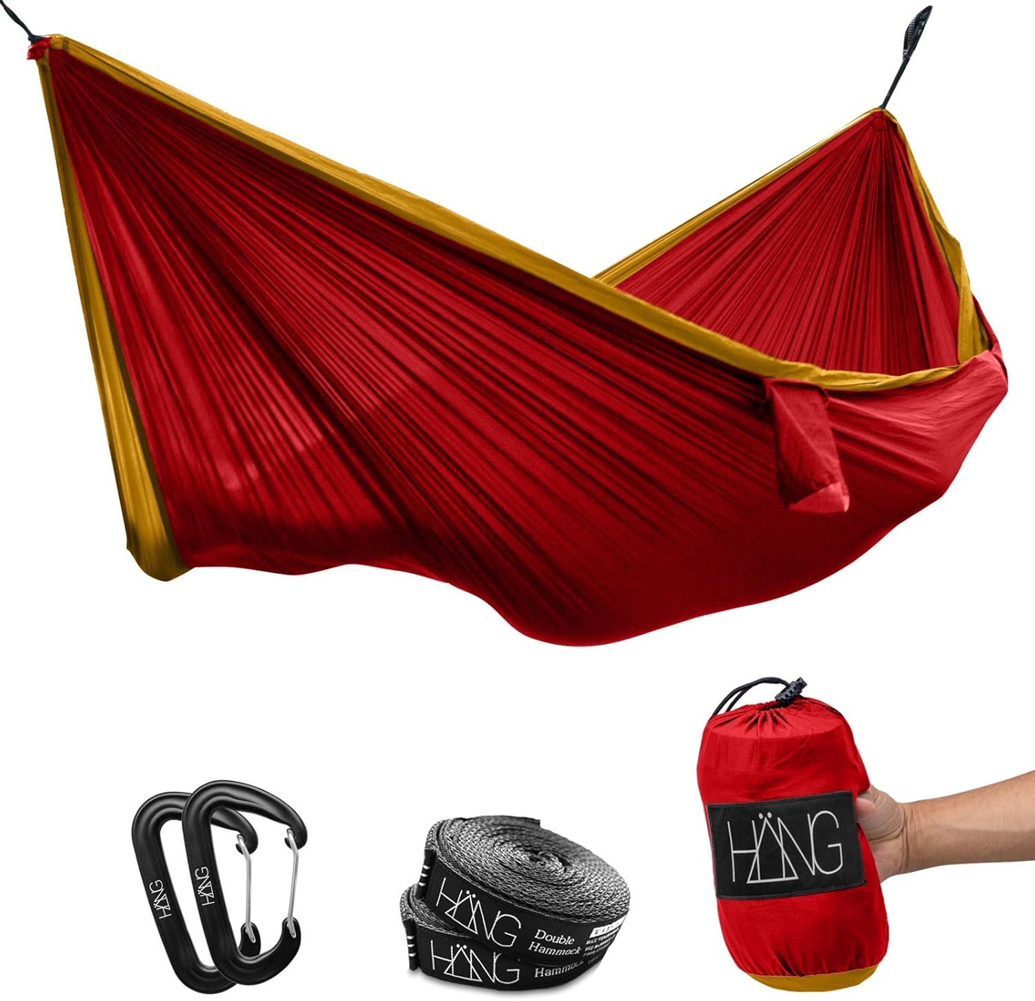 HÄNG® Camping Hängematte Outdoor Nylon Fallschirmseide für 2 Personen - 300 x 17