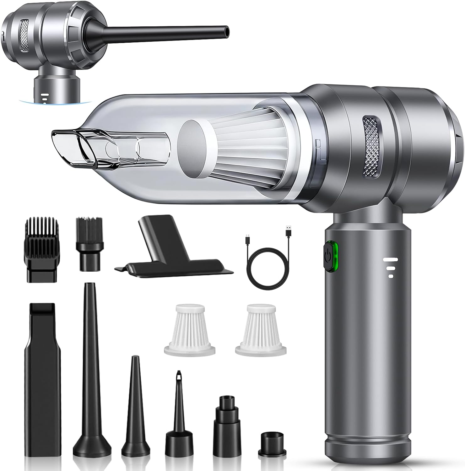 Handstaubsauger, 26000Pa Akku Staubsauger Kabellos, Stark Handstaubsauger Kabellos, 4-in-1 Autostaubsauger mit Bürstenloser Motor, 3 Stufen Mini Staub