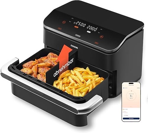 COSORI Heißluftfritteuse 2 Kammern, Dual Blaze TwinFry 10L Airfryer, mit 4 Heizrohren und flexiblen Kammern, gleichmäßig