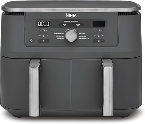 Ninja Dual Zone Digital Air Fryer, 2 Schubladen, 6-in-1, Heißluftfritteuse, 9,5L, Heißluft-Frittieren, Max Crisp, Rösten