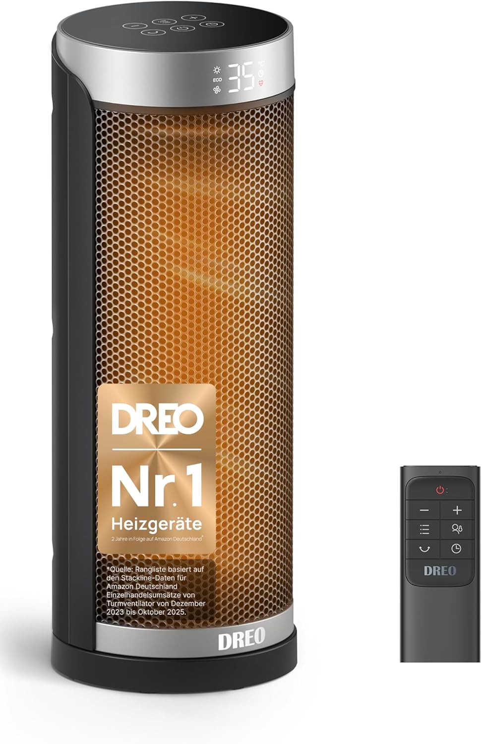 Dreo Heizlüfter Energiesparend, PTC Keramik Heizlüfte Leise, 70° Oszillierend Elektroheizung mit Fernbedienung, 12-Std-Timer, 3 Modi 3 Geschwindigkeit