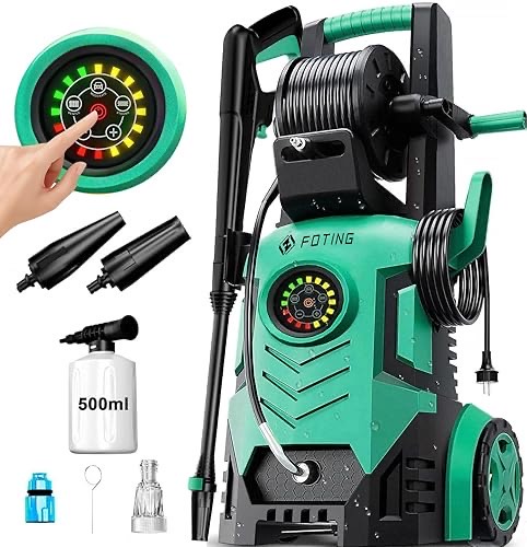 Hochdruckreiniger 200 Bar, Touchscreen 8-stufiger, 6-in-1-Düse, Druck: 100-200bar, Fördermenge: 280-500l/h, Flächenleist