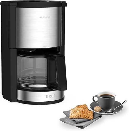 Krups KM3210 Pro Aroma Plus Filterkaffeemaschine, 10 Tassen, 1,25 L, 30-Minuten-Warmhaltefunktion, sichtbares Wasserstan