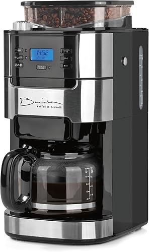Barista Filterkaffeemaschine mit verstellbarem Mahlwerk & Glaskanne | Warmhaltefunktion, 24h Timer & Permanentfilter | F