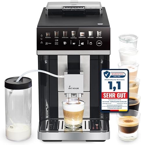 KKT KOLBE One Kaffeevollautomat mit Milchbehälter, Milchschaumdüse und Zubehör, 2 Tassen Funktion, 15 Bar, 7-stufiges Ma