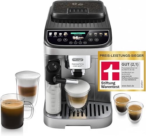 De’Longhi Magnifica Evo Next - Perfetto Kaffeevollautomat mit LatteCrema-Milchaufschäumer, 13 One-Touch-Getränke, Coffee