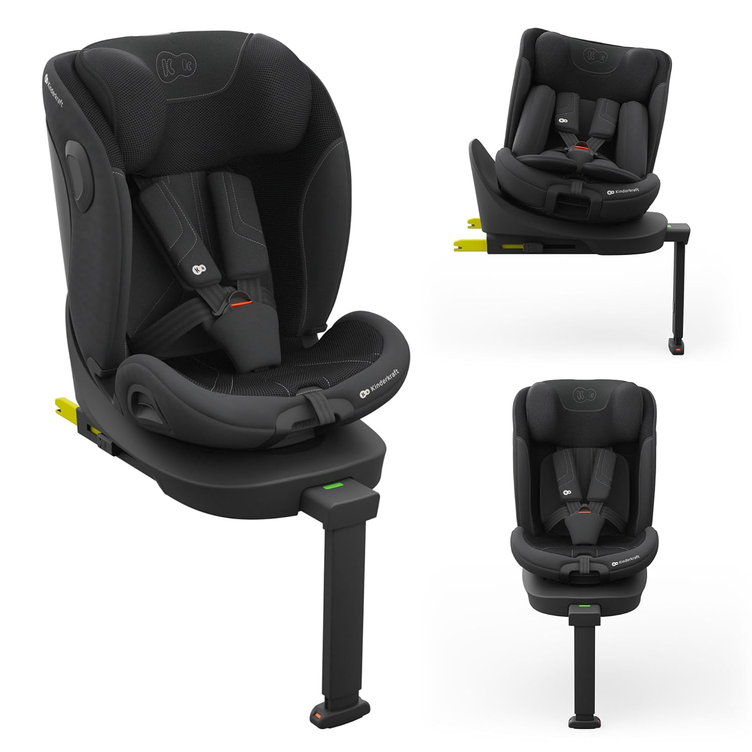 Kinderkraft I-360 2 PRO, 4-in-1-Kindersitz, 40–150 cm, einfache ISOFIX-Montage, 5 Sitzpositionen, von 0 bis 36 kg, EASY SPIN 360° für einfaches Hinein