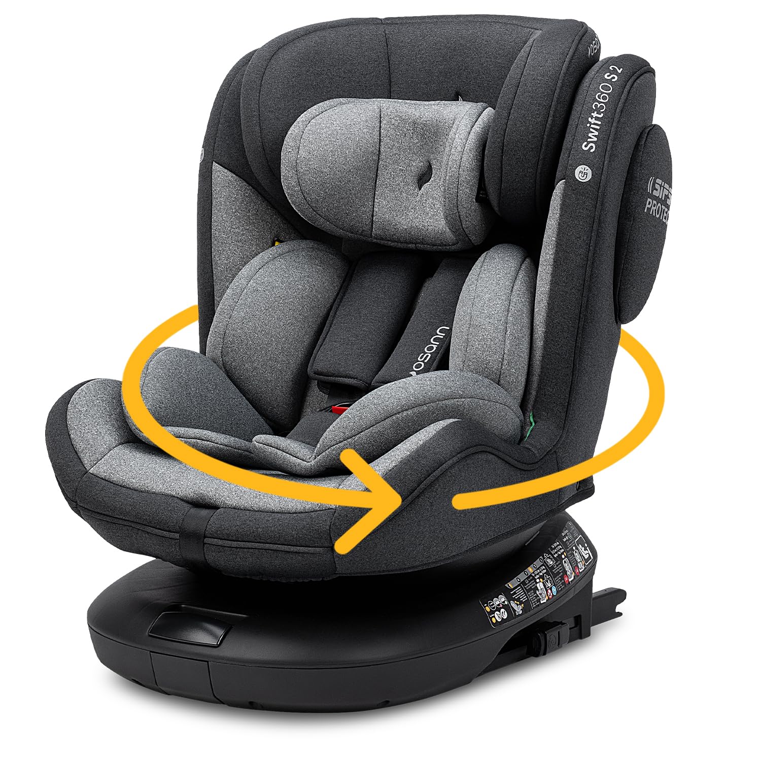 Osann Swift360 S 2 - mitwachsender Reboarder mit Isofix, 360 Grad drehbarer Kindersitz 76-150 cm (ca. 9-36 kg), i-Size Kinderautositz ab 1 Jahr - Univ