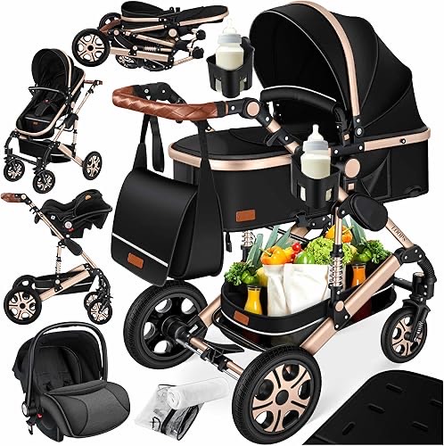 KESSER® Loops 4 in 1 Kinderwagen Kombikinderwagen Komplett-Set inkl. Babywanne & Buggy Sportsitz & Auto-Babyschale Voll-