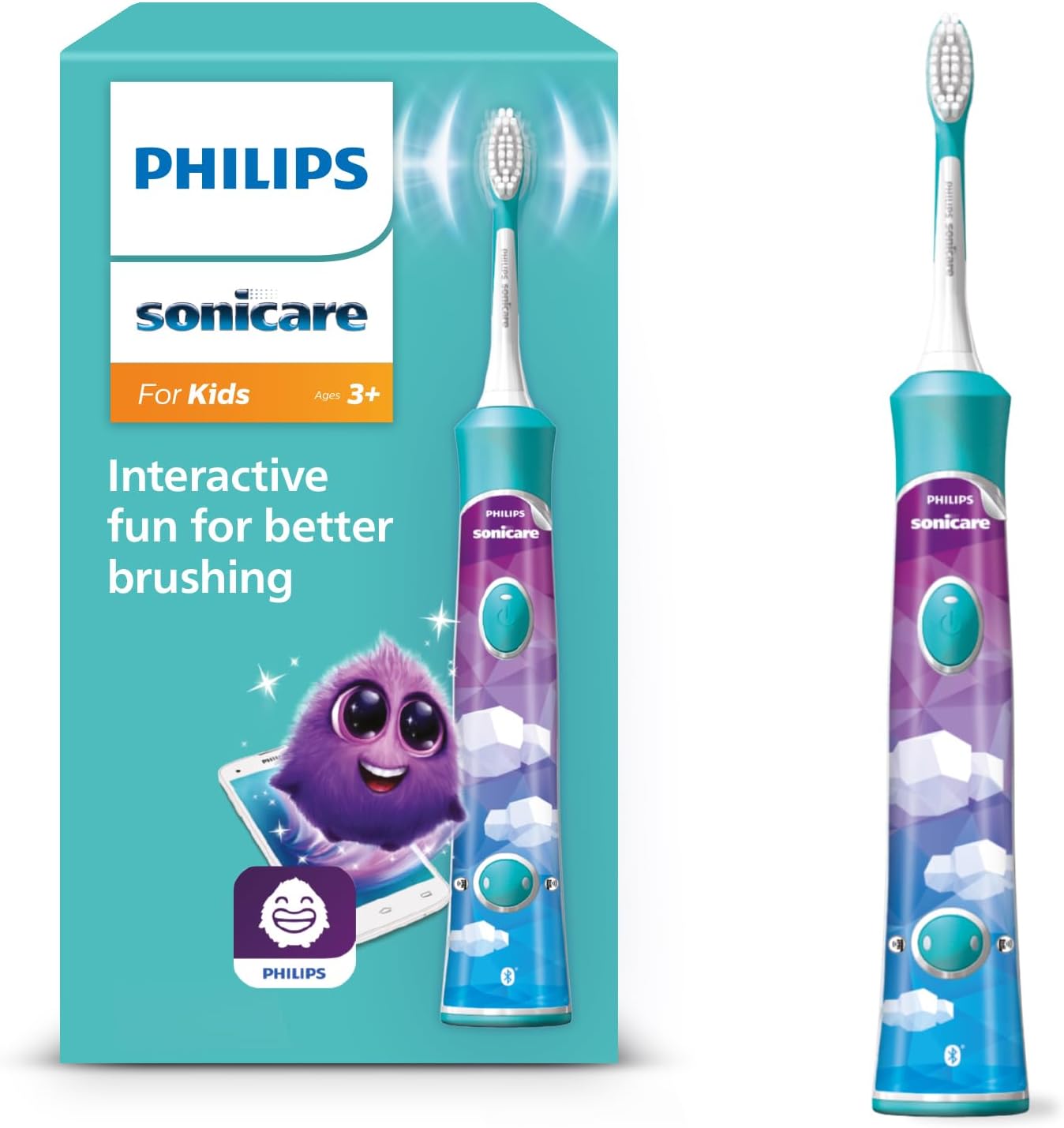Philips Sonicare For Kids, elektrische Schallzahnbürste mit App, für Kinder ab 3