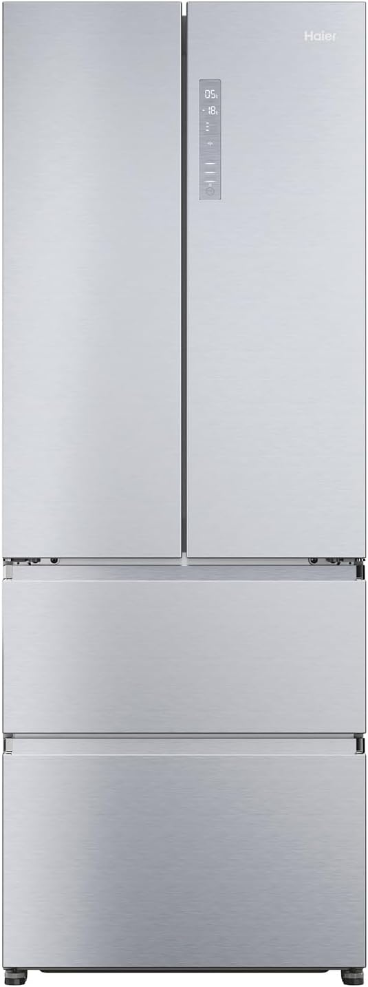 Haier French Door Kühl-Gefrierkombination 70 cm Breite I 446 L French Door Kühlschrank, freistehend I Doppeltür Kühlschrank mit Gefrierfach, No Frost 