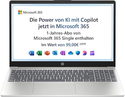 HP Laptop | 15,6" FHD Display | Intel N100 | 4 GB DDR4 RAM | 128 GB UFS | Intel UHD Graphics | Microsoft 365 Single (1 J