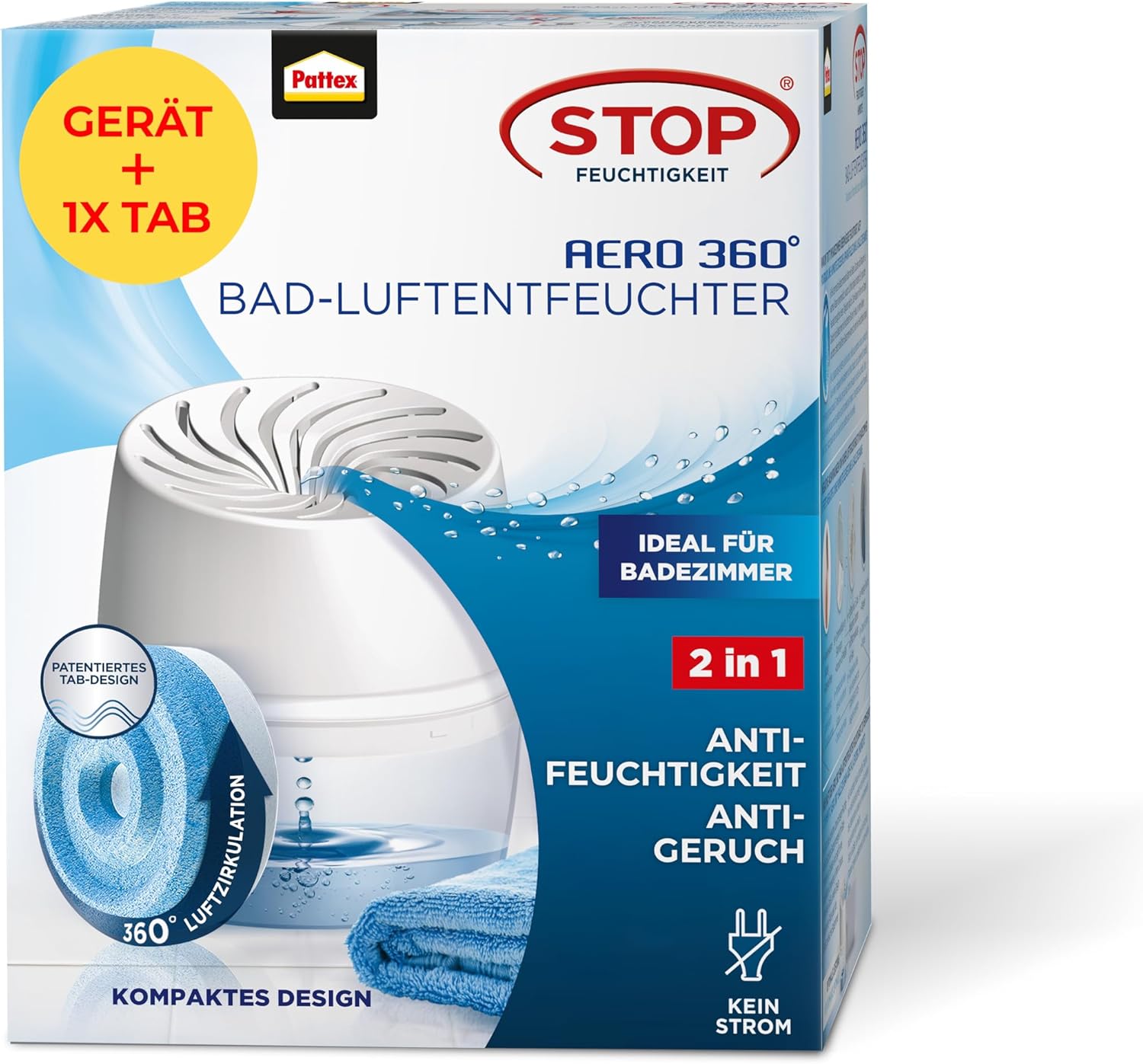 Pattex AERO 360° Luftentfeuchter für das Badezimmer, Raumentfeuchter für effekti