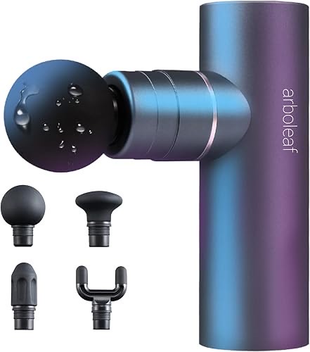 arboleaf Mini Massagepistole Massagegerät Massage gun, 3200rpm 0,47kg mit AI Stufen 4 Silikon-Aufsätze, leise Muskelpist